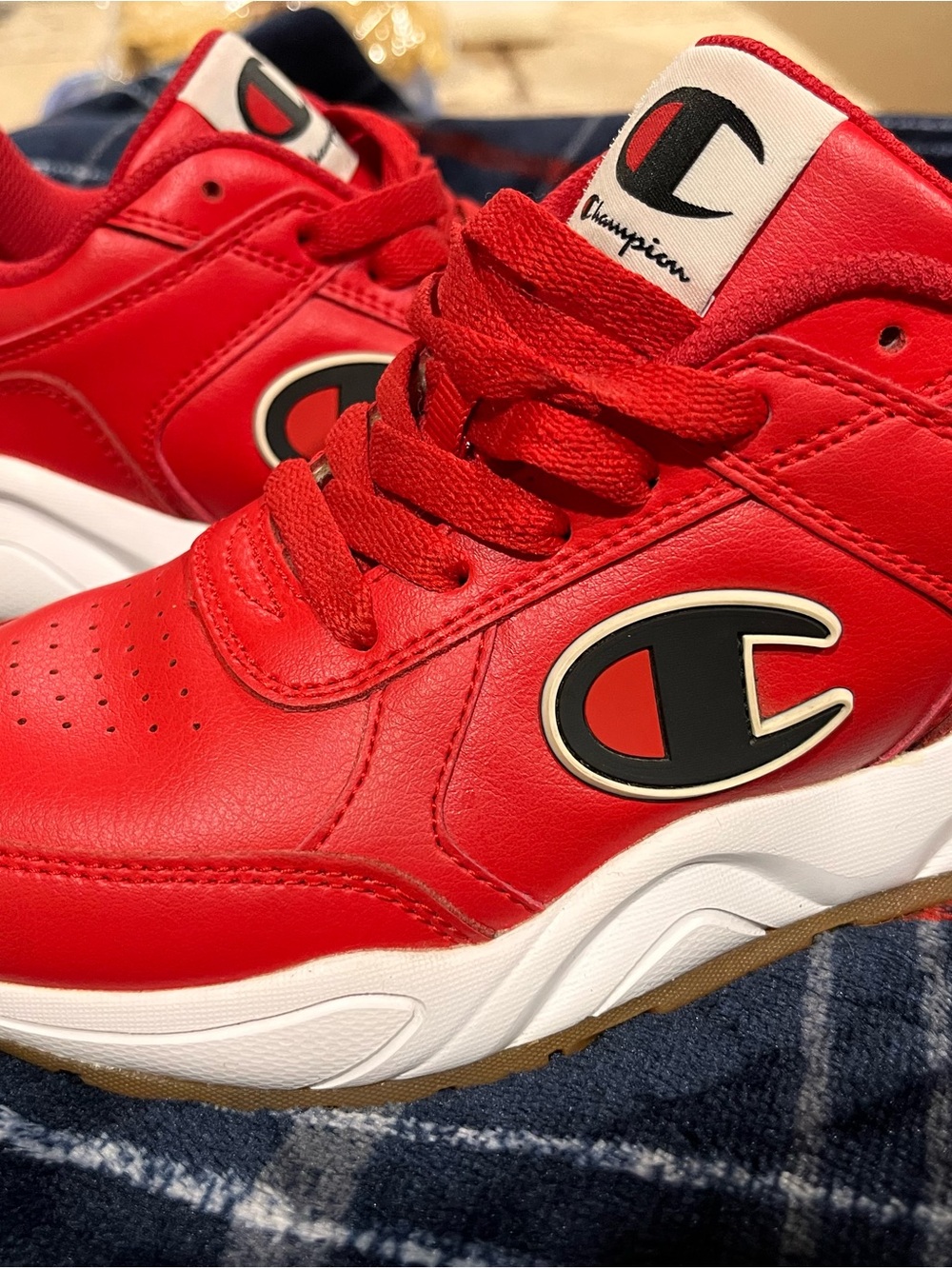Champion Kids Red and White Low-Top Sneakers